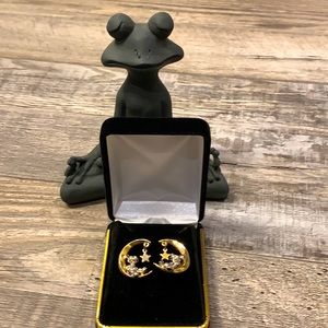 Disney / Mickey half moon earrings pierced two toned earrings.